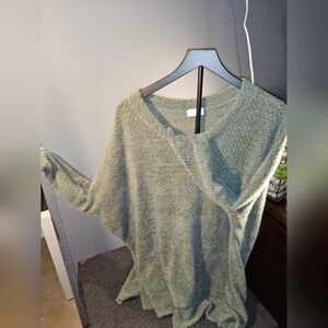 Pink Lily Textured Olive Poncho Type Sweater